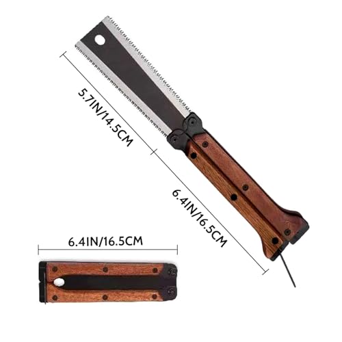HAISHANG Japansäge Klappsäge 16cm Handsäge aus SK5 Karbonstahl mit Doppelseitiger Zahnung 13/14 TPI und Dreifach Geschliffenen Zähnen Tragbare Japanische Zugsäge für Heimwerker & Holzprojekte