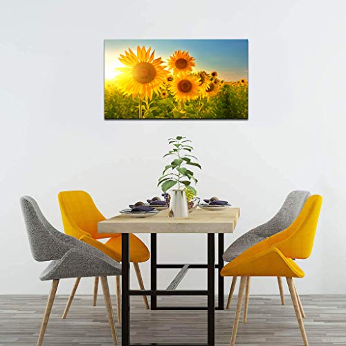 Nachic Wall Sunflower Canvas Wall Art Beautiful Field At Sunrise Picture Nature Landscape Painting On Canvas Modern Home Living Room Bedroom Wall Decoration Stretched And Framed Ready To Hang #TOP3