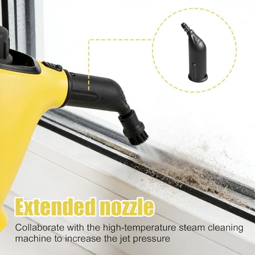 9 Stück für Kärcher Dampfreiniger Zubehör SC1 SC2 SC3 SC4 SC5, Dampfreiniger Ersatzteile Mundstück Düse, Fugenbürsten, Rundbürste, Fensterabzieher und Mikrofaser-Tuch, Professionelles Reinigungsset