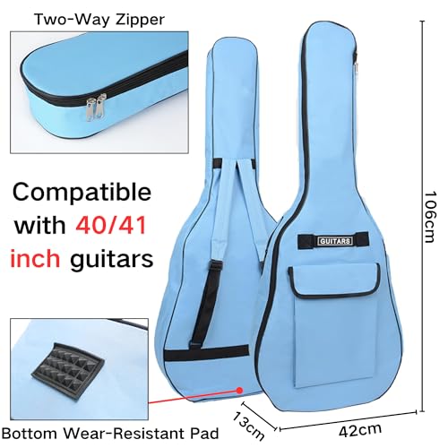 SUQ Wasserdichte Oxford Gitarrentasche, 40/41 Zoll Tasche Musikmuster Nylon Gigbag, E-Gitarrentasche Akustikgitarre und Konzertgitarren Stoßfest (Blau)