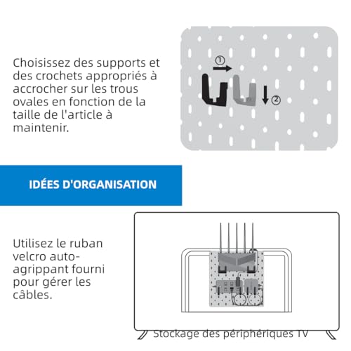 Panneau perforé bureau pour support box internet et cache multiprise VESA - 5