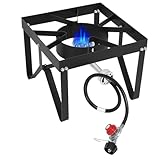 GarveeLife Single Burner Propane Stove 80000 BTU, Portable Propane Camping Stove with 10 PSI Regulator, High Pressure Gas Cooker for Home Brewing, Deep Frying or Steaming, Turkey Fry