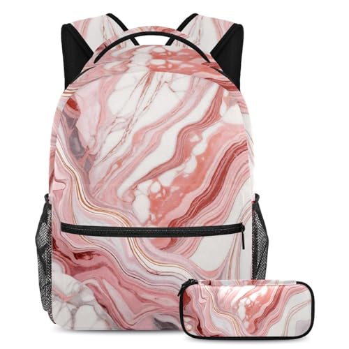 Sac à dos marbre rose et cartables légers pour soulager le dos des ados
