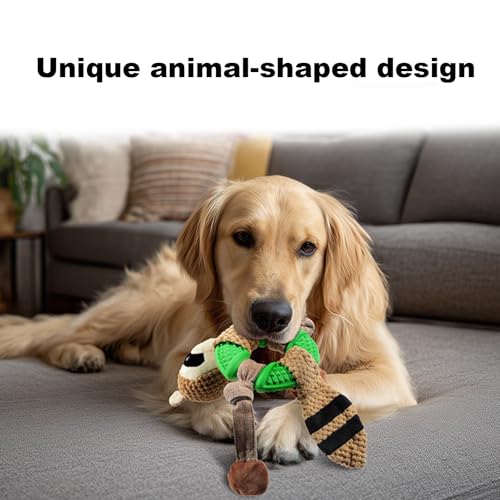Quietschendes Spielzeug für Hunde, Plüsch- Kauseil mit Tier- Design, quietschendes Plüsch- Hundespielzeug- für Rasen, Hinterhof, Training, Park, Camping, Innen- und Außenbereich, Garten-4