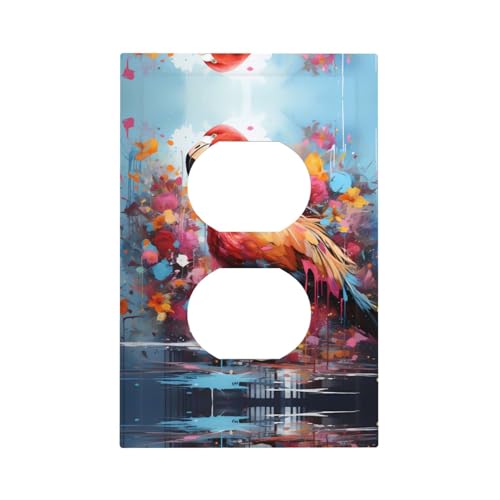 ModernColorful - Cubiertas decorativas para interruptores con estampado de flamencos, paneles de pared duraderos para interruptores de luz y enchufe
