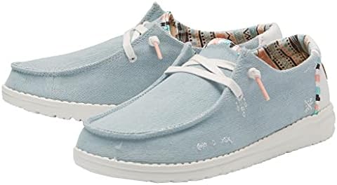 Hey Dude Women's Wendy Boho Light Denim Size 6 | Women’s Shoes | Women’s Lace Up Loafers | Comfortable & Light-Weight | Image 1