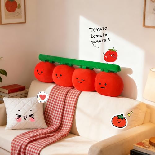 Image of LANPU Tomato Throw Pillow, Soft Plush Fruit Cushion for Sofa, Bed and Couch