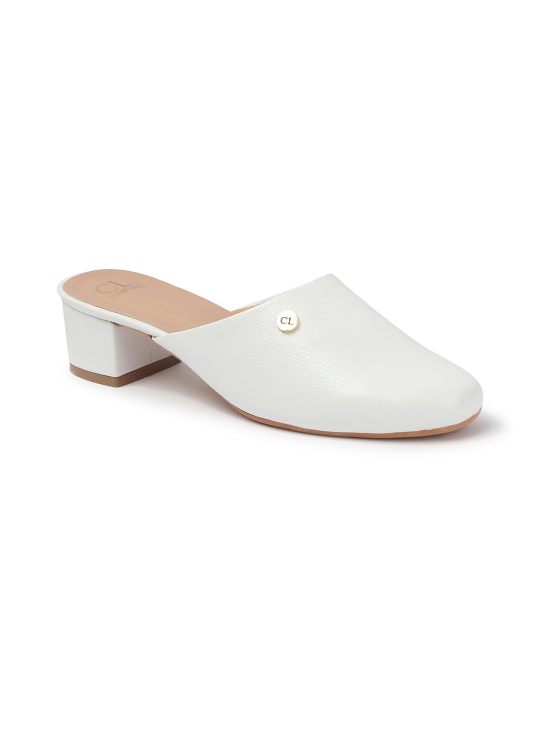 Women's Square Toe Textured Block Heel Mules-image-42