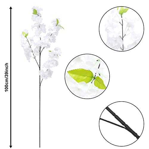 U'artlines 3Pcs Artificial Cherry Blossom Branches 39Inch Silk Spring Flowers With Long Stems For Tall Vase, Fake Cherry Blossom Flower Fake Plants For Wedding Party Home Office Décor #TOP3