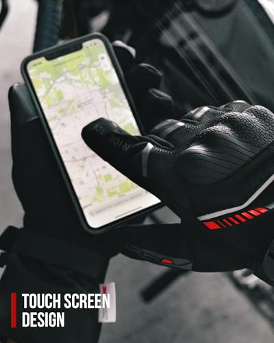 Image of RIDEIRON Winter Motorcycle Gloves for Men & Women Waterproof Warm Cold Weather Riding Gloves with Touchscreen for ATV UTV Riding, Road Racing, Snowmobile, Motocross