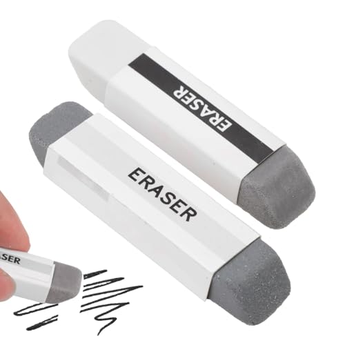 2 Pcs Natural Rubber Eraser for Ink and Pencil, Sand Eraser for Fountain Pen, School Office Correction Supplies, Double Head Remover for Ball-Point Pen