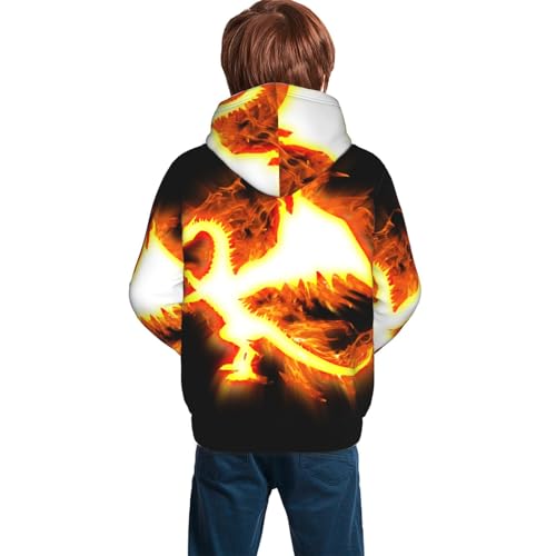 Red Flame Dragon Boy, Girls Sports Shirt Youth Pullover Fashion Hooded Sweatshirt2