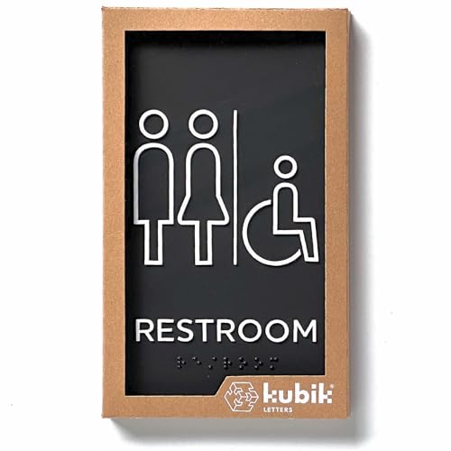 Panneau de toilettes ADA Kubik Letters pour salle de bain moderne