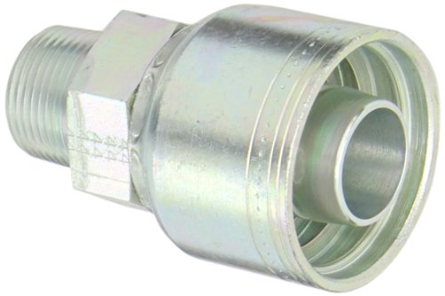 Image of Aeroquip 1AA12MP16 Carbon Steel Global TTC (Thru the Cover) Crimp Hose Fitting Male Pipe, Straight, 1 inch Hose ID, 3 /4 inch - 14 Thread