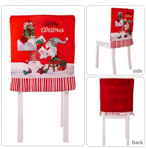 Lot de 3 housses de chaise de Noël rouges et blanches pour décoration de table