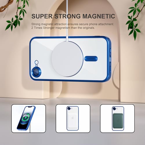 Image of Misea Magnetic for iPhone 17e / 16e Case Compatible with MagSafe | [Never Yellowing] [Military Drop Protection] Full Camera Lens Protector Plating Soft Clear Phone Case for Women, Deep Blue