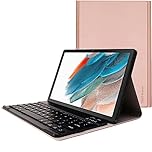 TECHGEAR Keyboard Case for Samsung Galaxy Tab A8 10.5" (SM-X200 / SM-X205) [Strike Folio] PU Leather Case with Detachable Bluetooth Wireless UK QWERTY Keyboard and Stand (Rose Gold)