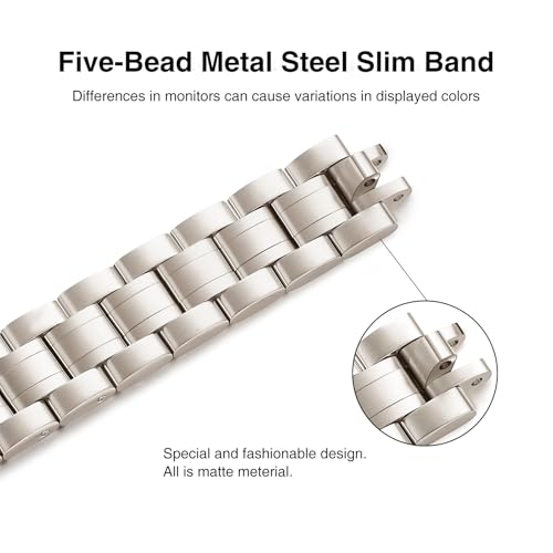 Image of STIROLL Thin Replacement Band Compatible for Apple Watch 38mm 40mm 41mm 42mm(Series 11 10), Stainless Steel Metal Wristband Women Men for iWatch Ultra SE Series 9 8 7 6 5 4 3 2 1, Starlight