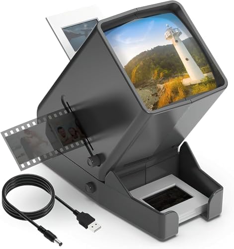 LED Lighted Illuminated Viewing for 35mm Slide and Positive Film Negatives,3X Magnification,USB Powered,Slide and Film Viewer,4AA Batteries Included…