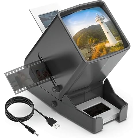 DIGITNOW 35mm Slide Viewer, 3X Magnification and Desk Top LED Lighted Illuminated Viewing and Battery Operation-for 35mm Slides & Positive Film Negatives 4AA Batteries Included Cover