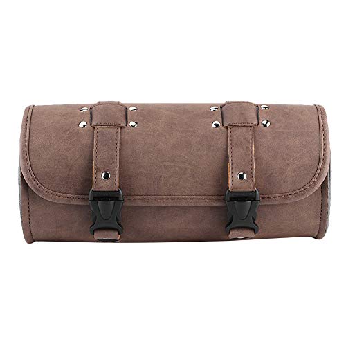 Bolsa lateral rígida estilo retro de cuero PU marrón para ATV con correas de montaje desmontables miniatura 5
