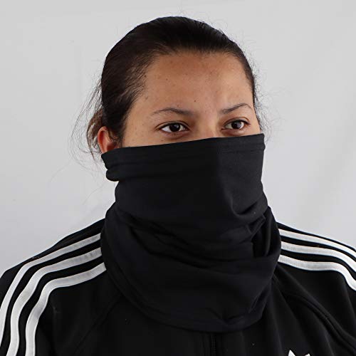 Solid Black Usa Made Cotton Neck Gaiter Face Mask Bandana Tube Scarf - Set Of 3 #TOP1