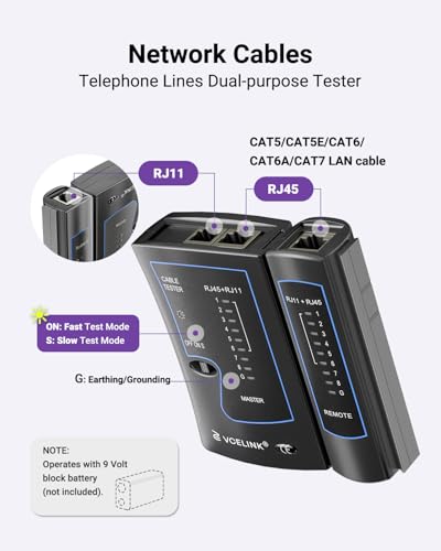 Image of VCELINK RJ45 Crimp Tool Kit for CAT7 /6A /6 /5E /5, Upgraded Network Tool Set with an Ethernet Crimper, 25 RJ45 Connectors & Boots, Cable Tester, and Wire Stripper, Green (no Cloth Bag Include)