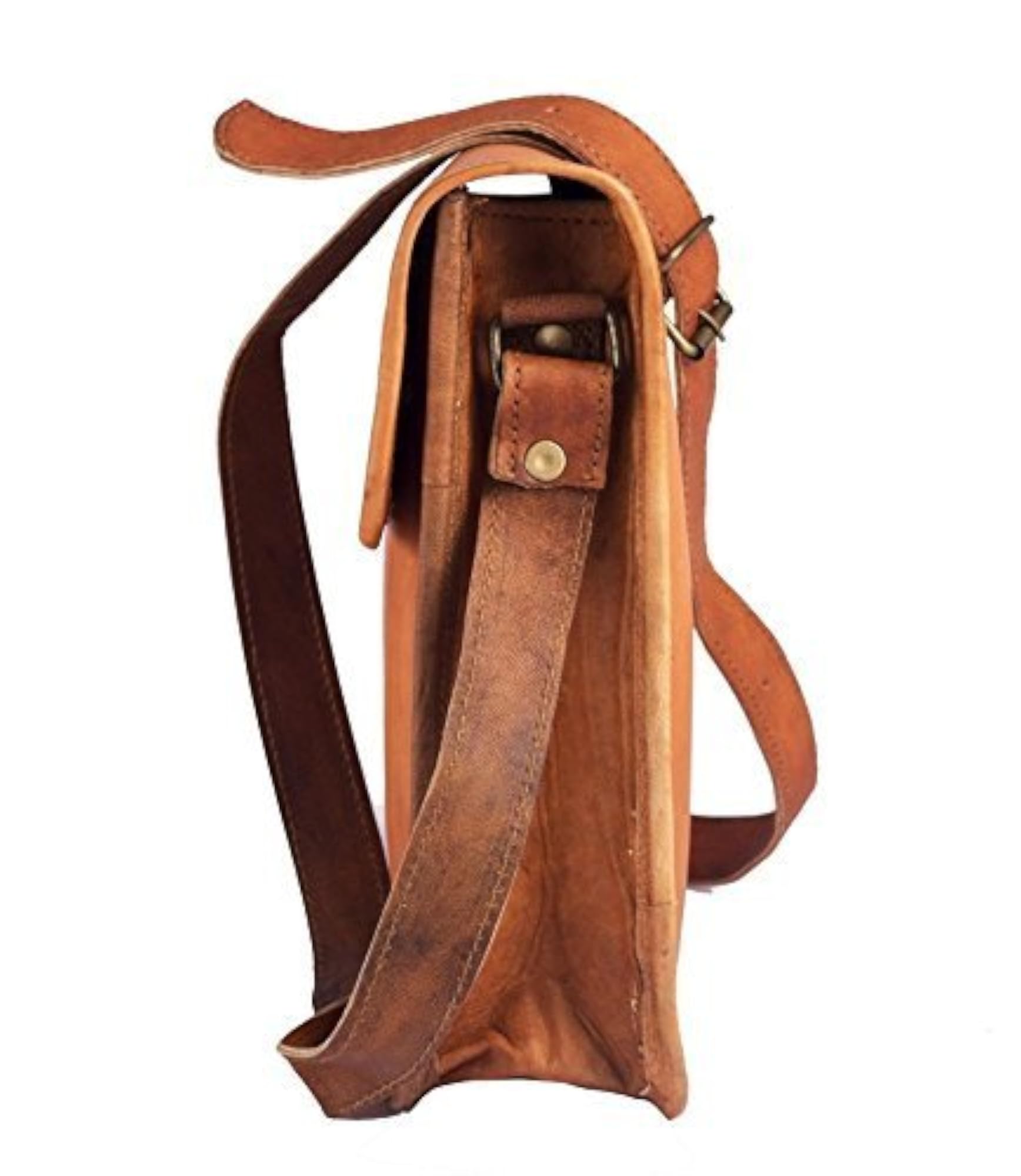 Genuine Brown Leather Full Flap Messenger Bag