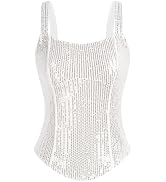 GRACE KARIN Sequin Tank Tops for Women Bustier Corset Top Sparkle Sexy Slim Camisole Sleeveless P...