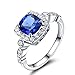 Srebro próby 925 pierścionki dla kobiet niebieski topaz prawdziwy kamień szlachetny akwamaryn poduszka romantyczny klasyczny prezent zaręczyny delikatna biżuteria, 7, kamień szlachetny,