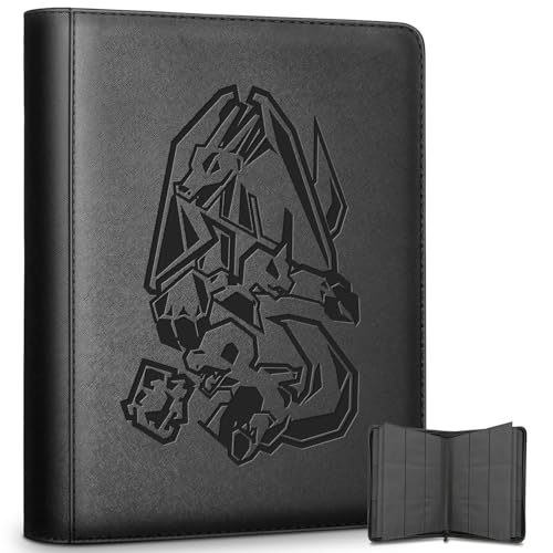 Classeur de cartes 9 emplacements, capacité 360 pour jeux de cartes à collectionner avec pochettes à chargement latéral (Noir)