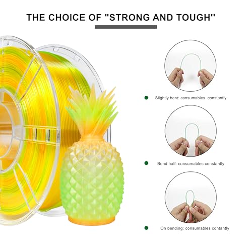 Image of iBOSS Gradient PLA Plus 3D Printer Filament 1.75mm+ /-0.02mm, 1kg Spool (2 2lbs) Transparent Dual Color 3D Printing Filament, PLA Pro 3D Filament, Fit Most FDM Printer(Transparent Light Orange Green)
