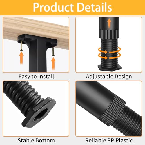 Image of 4pcs Telescopic Bed Support Legs for Pallet, Platform & Wooden Bed Frames