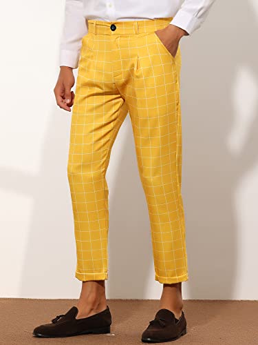 Lars Amadeus Plaid Dress Pants for Men's Slim Fit Ankle Length Tapered Checked Cropped Trousers2