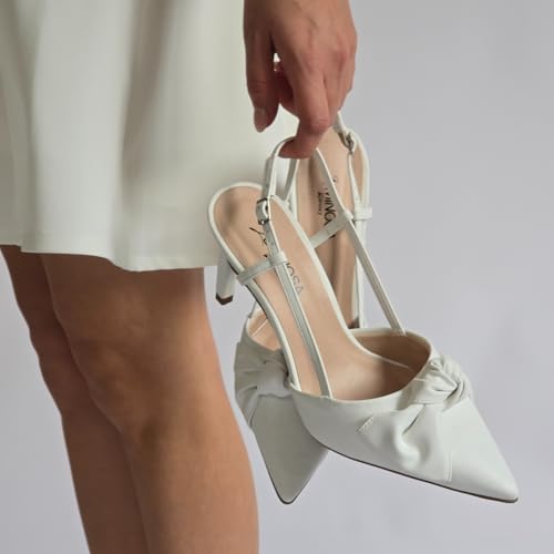 LUMINOSA Women’s Pointed-Toe Bow Slingback Heels4