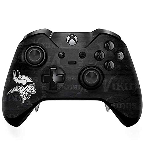 Skinit Decal Gaming Skin Compatible with Xbox One Elite Controller - Officially Licensed NFL Minnesota Vikings Black & White Design