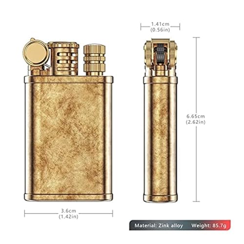 Encendedor metálico retro con rueda de fricción y kerosene miniatura 6