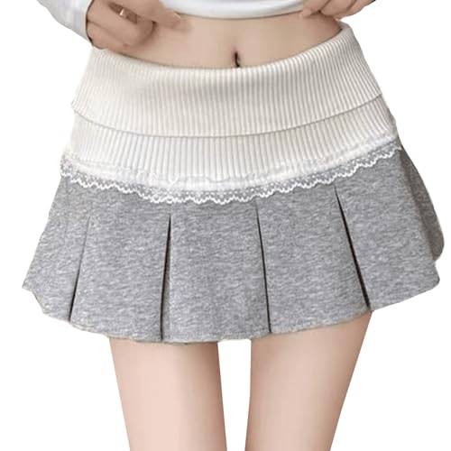 Women's Fashionable and Casual Pleated Short Skirt with lace Edge and Sweet Spicy Style A-line Skirt Without Lining