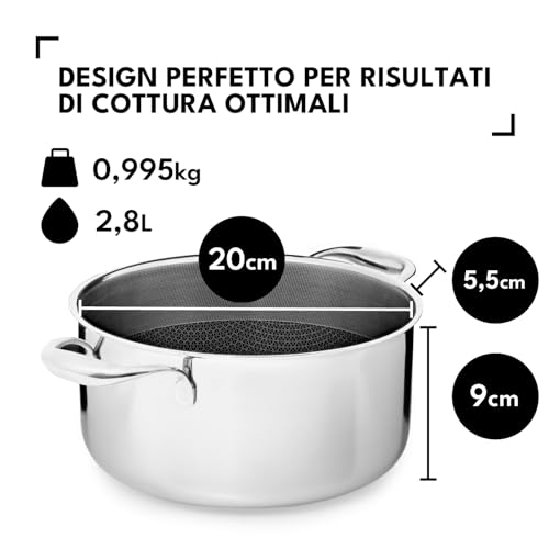 Set di 5 pezzi | 2 padelle da 24/28 cm e 3 pentole da 20/24/28 cm | Rivestite per induzione e tutti i piani cottura | antigraffio e senza PFAS - immagine 6