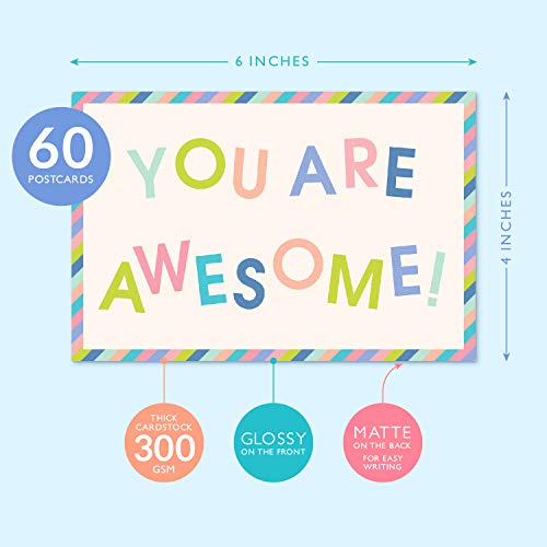 Sweetzer & Orange You Are Awesome Cards Postcards Pack (60 Post Cards) 4X6 Postcards For Kids And Adults. Positive Affirmations Cards, Kindness Cards, Employee Appreciation Awesome Notes #TOP1