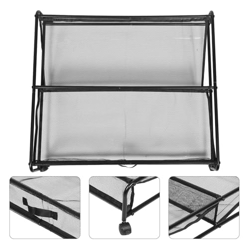Zapatero para debajo de cama con ruedas y estructura de hierro negro de malla 8
