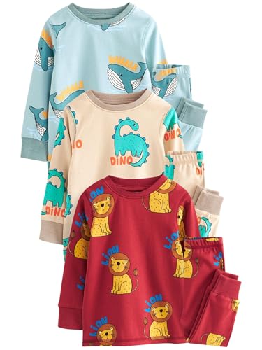 NEXT Pack de 3 Pijamas abrigados Rojo/Azul/Animal Neutro 18 Meses