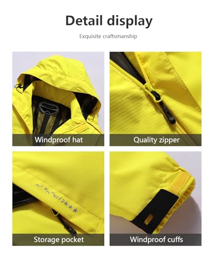 Image of Outdoor Men's Waterproof Raincoat Windbreaker Lightweight Rain Jacket with Detachable Hood