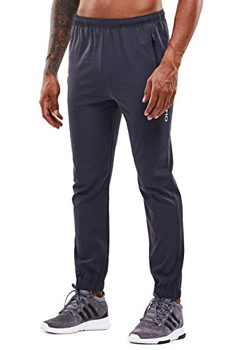 YAWHO Pantalones deportivos deportivos para hombre, pantalones deportivos para correr, entrenamiento, gimnasio, correr, entrenamiento con bolsillos con cremallera, 1601 Gris, XL Cover