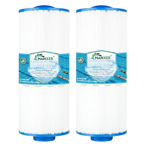 HANXER PPM50SC-F2M Spa Filter Cartridge Replaces for 5CH-502 Filbur FC-0195 Marquis Spa 20041 20091 Cal Spa 370-0237 C-5303 50501 2 Male Thread/MPT Hot Tub Filter 50 sq.ft Spa Filter 2 Pack