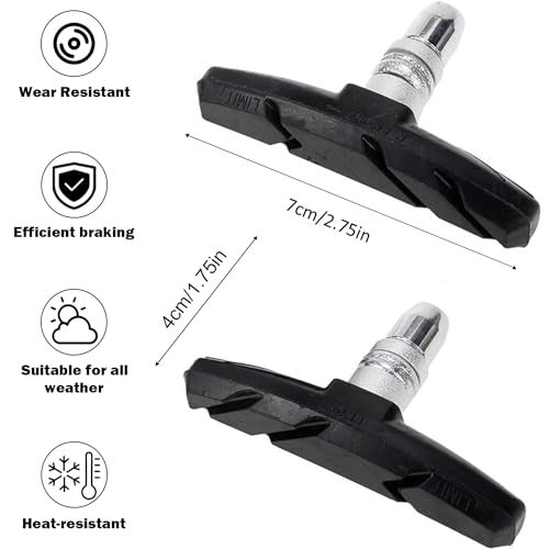 TUHDWJ 2 works V Bike Brake Pads, 70mm V Brake Blocks, Bicycle Brake Blocks Set including Hex Nuts and Spacer - Image 3
