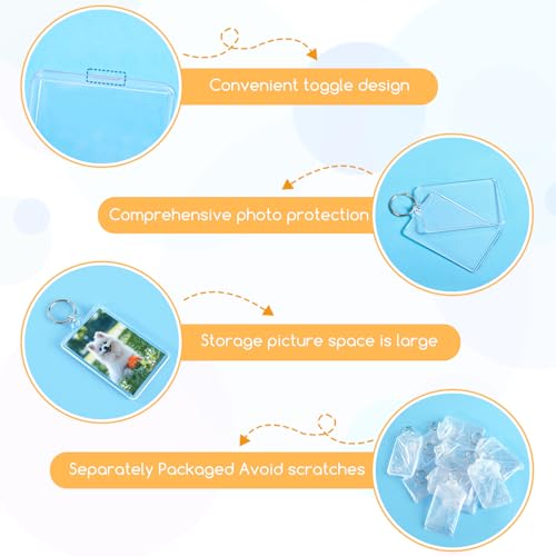 Image of 50 Pcs Photo Keychain 2 x 3 inch, Acrylic Clear Picture Keychain, Photo Insert Keychain, Blank Picture Frame Keyring for DIY Craft Personalised Favor Graduation Gift