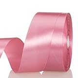 YASEO 1 1/2 Inch Rose Gold Solid Satin Ribbon, 50 Yards Craft Fabric Ribbon for Gift Wrapping Floral Bouquets Wedding Party Decoration