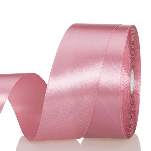 YASEO 1 1/2 Inch Rose Gold Solid Satin Ribbon for Gift Wrapping, 50 Yards