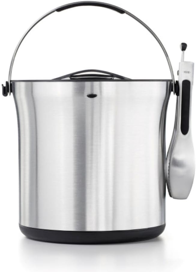 OXO Ice Bucket and Tongs Set - Brushed Stainless Steel